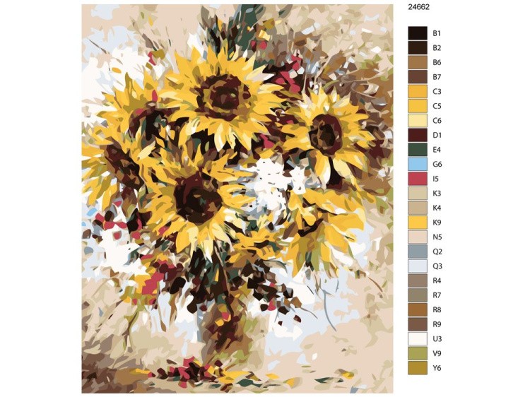 Картина по номерам «Подсолнухи в вазе» — картинка 2