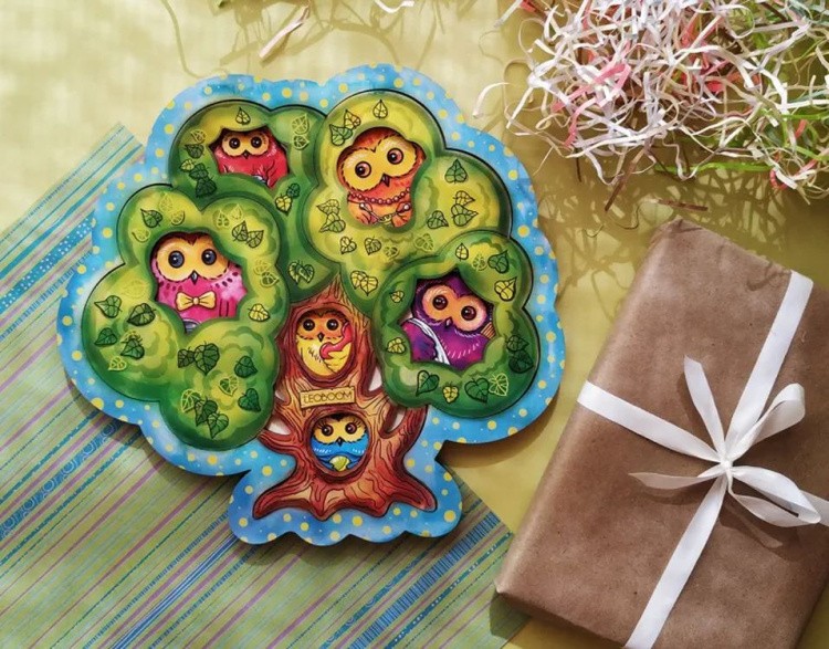 Развивающее пособие из дерева «Пазл. Совушки» — картинка 2