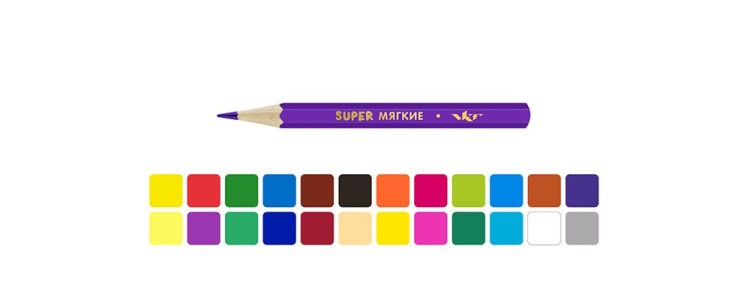 Набор цветных карандашей ВКФ Super «Львенок», короткие, 24 цвета — картинка 2