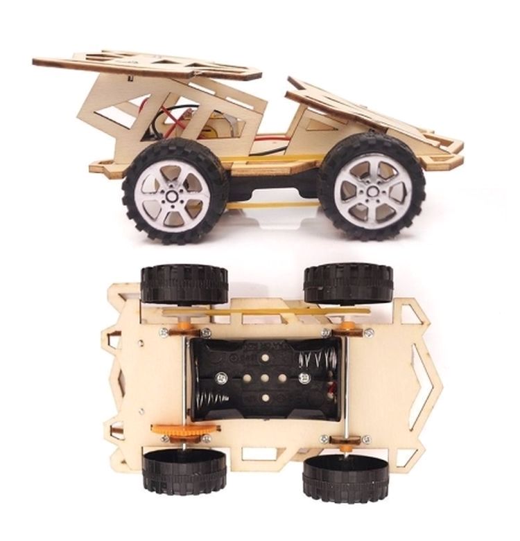 Деревянный конструктор с мотором «Машинка 4WD» — картинка 3