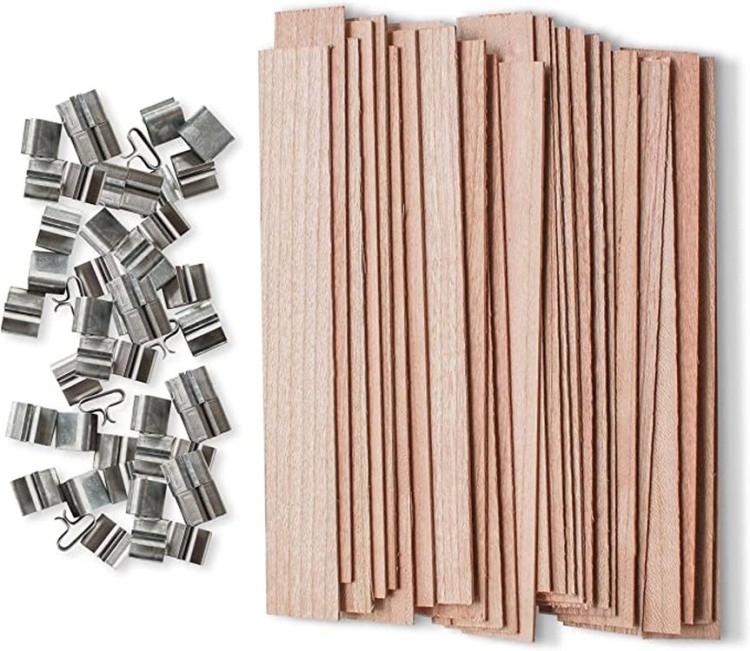 Деревянный плоский фитиль с держателем 100 шт., 15 см — картинка 3