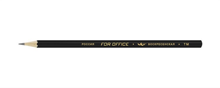 Карандаш графитный  ВКФ «For Office» черный матовый ТМ (HB), золотая фольга