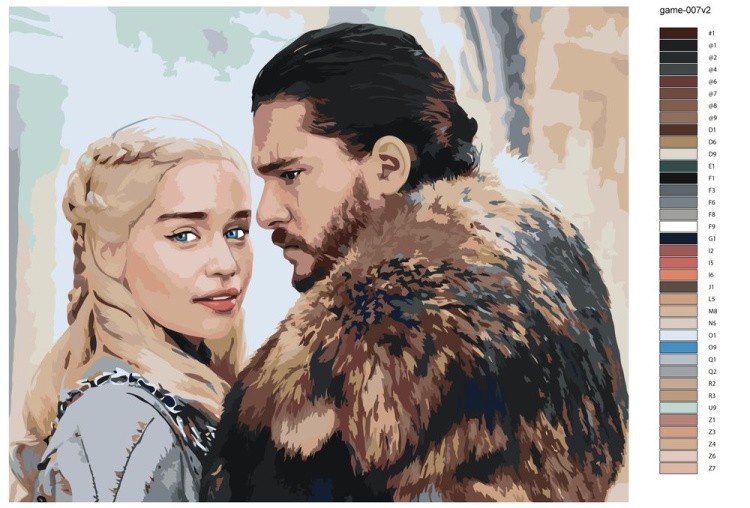 Картина по номерам «Игра престолов: Дейнерис Таргариен и Джон Сноу 2» — картинка 2