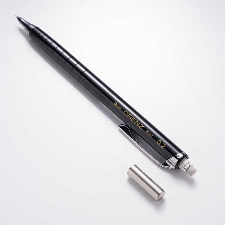 Карандаш Pentel автоматический профессиональный ORENZ 0.2 мм PP502-A черный корпус — картинка 7