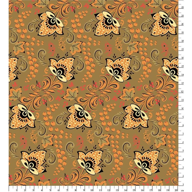 Ткань для пэчворка Русские Традиции, 110 г/м², 50х55 см, 100% хлопок, цвет: зеленый, принт, Peppy — картинка 2