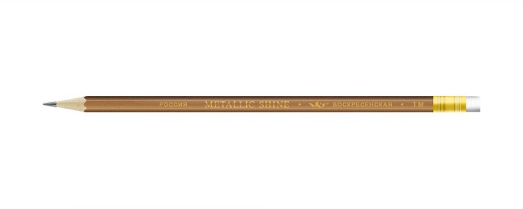 Карандаш графитный ВКФ «Metallic shine» с ластиком ТМ (HB), золотой