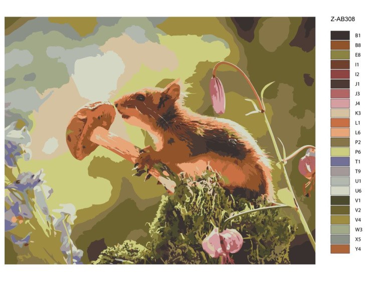 Картина по номерам «Белка с грибом» — картинка 2