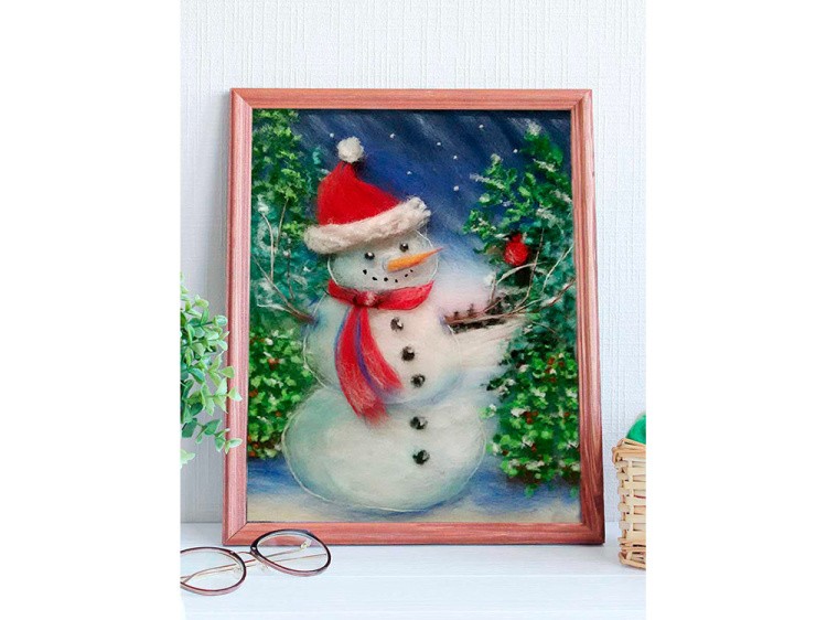 Картина шерстью «Снеговик» — картинка 4