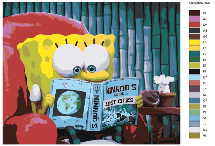 Картина по номерам «Губка Спанч Боб читает» — картинка 2