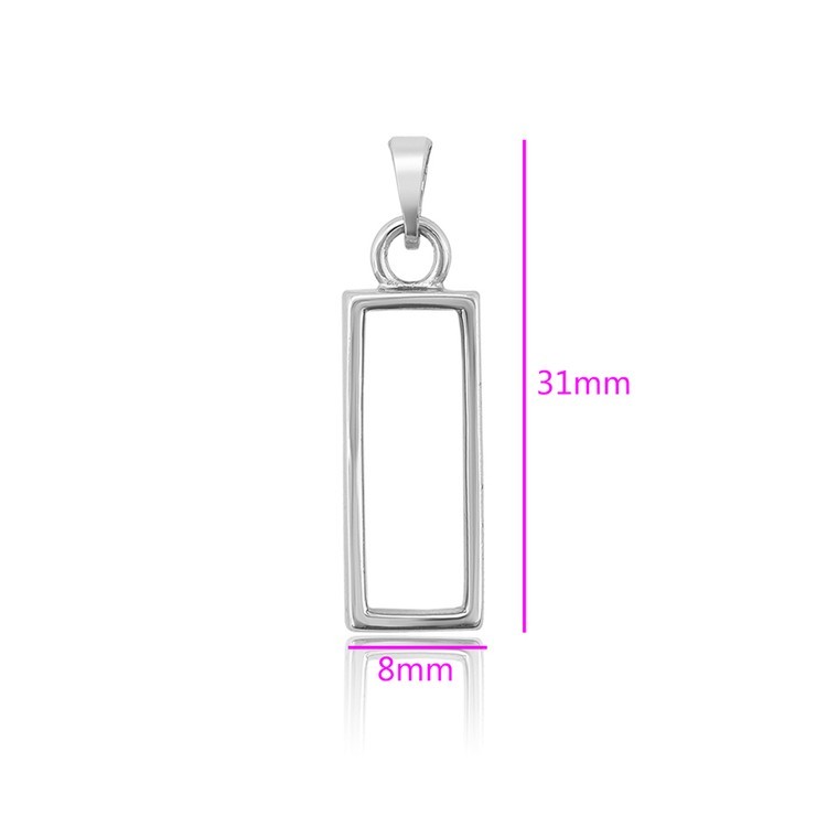 Металлический молд для кулона прямоугольный, цвет: серебро, 1 шт. — картинка 2