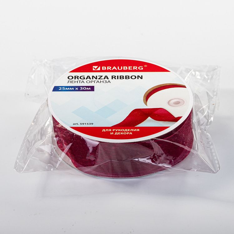 Лента органза, ширина 25 мм, длина 30 м, бордовая, Brauberg — картинка 4