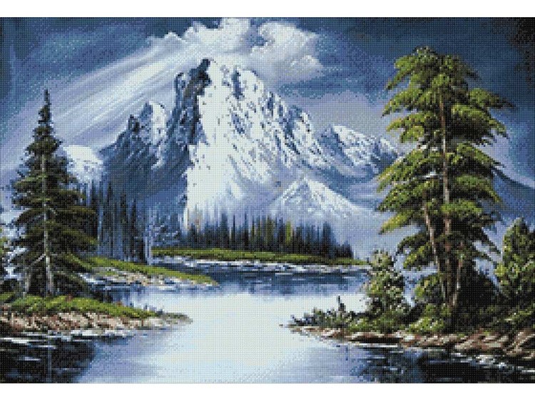 Алмазная вышивка «Горное озеро» — картинка 3