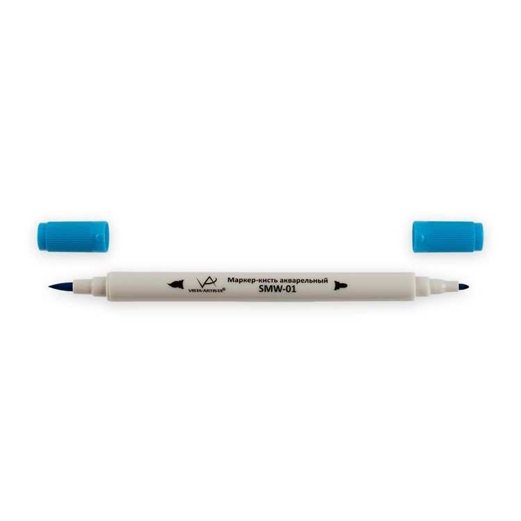 Акварельный маркер-кисть, 0.8 мм - 2 мм, кисть/круглое тонкое, голубая бирюза (Cerulean Blue), VISTA-ARTISTA