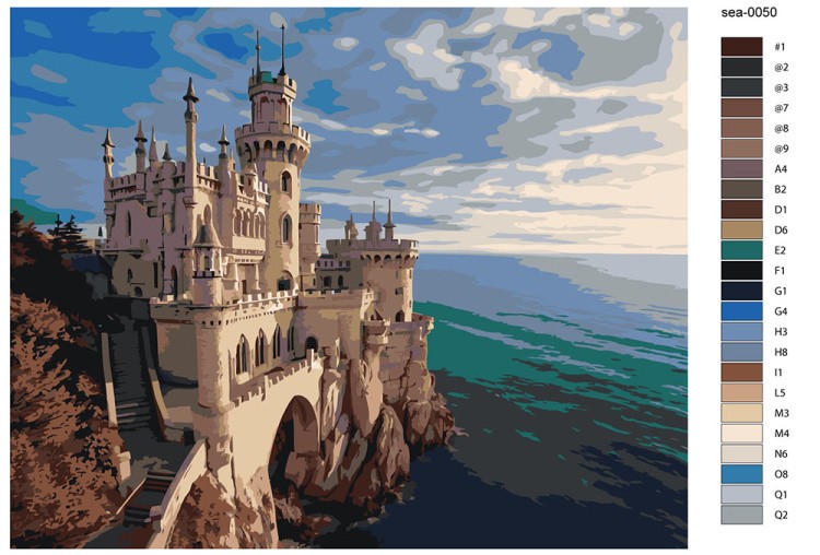 Картина по номерам «Море: Замок на скалистом берегу 2» — картинка 2