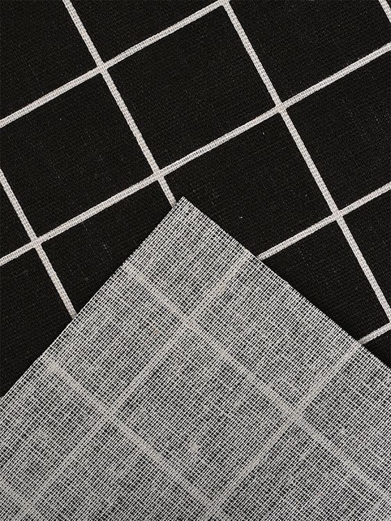 Ткань Лен, 140 г/м², 5 м x 150 см, цвет: черный, принт клетка, TBY — картинка 4