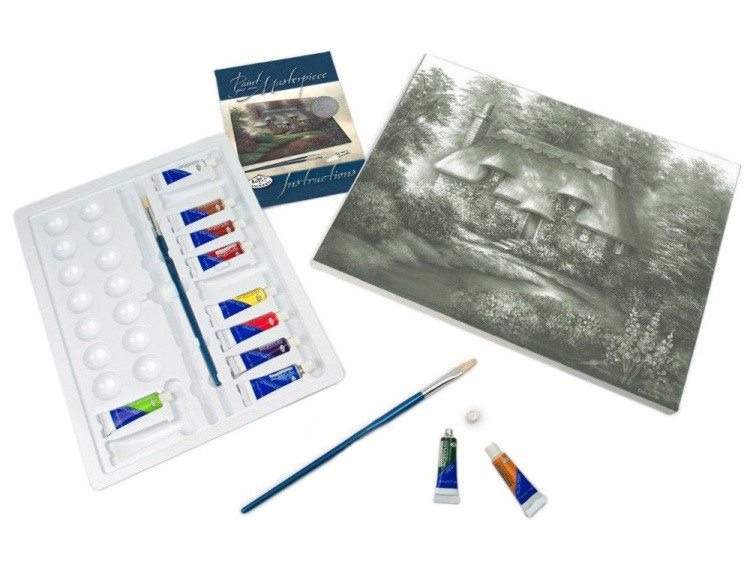 Картина по контурам гризайль «Романтический коттедж» — картинка 3