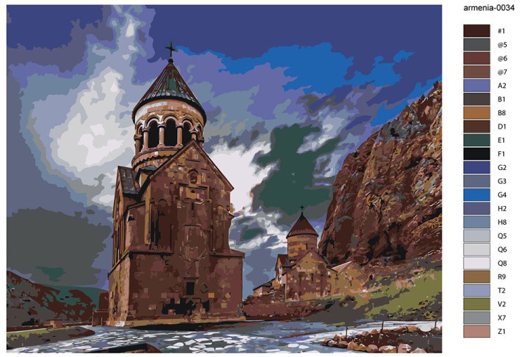 Картина по номерам «Армения: монастырь Нораванк в горах 40x50» — картинка 2