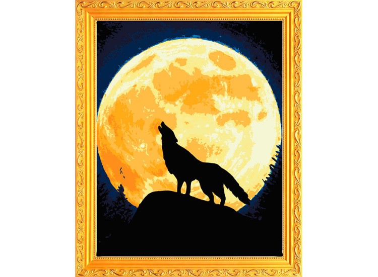 Картина по номерам «Волк и Луна» — картинка 2