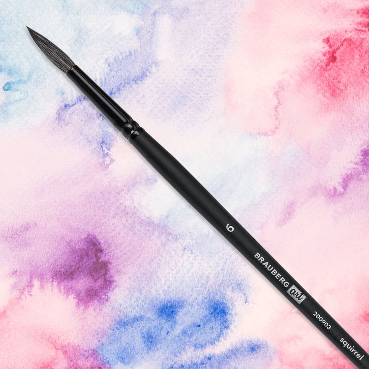 Кисть художественная профессиональная Art Classic, белка, круглая, № 6, длинная ручка, Brauberg — картинка 4