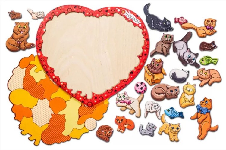Развивающая игрушка из дерева «Пазл. Кошачьи истории» — картинка 2