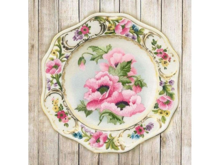 Набор для вышивания «Тарелка с розовыми маками»