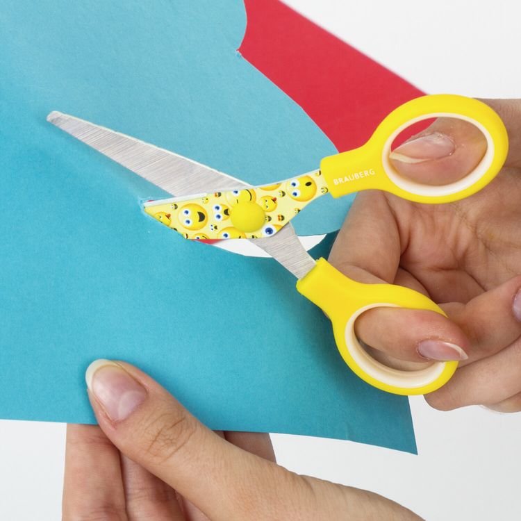 Ножницы Kid Series, 13 см, с цветной печатью «Смайлики», закругленные, Brauberg — картинка 6