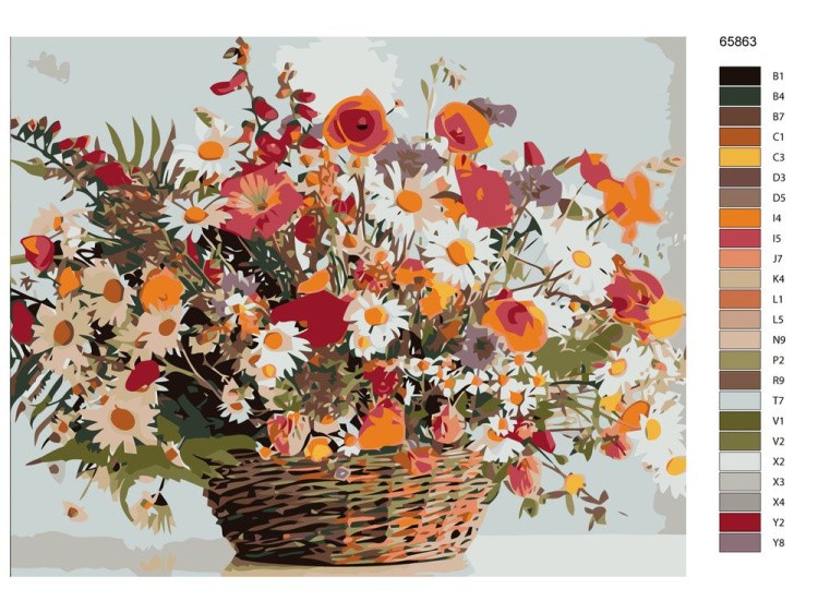 Картина по номерам «Корзина полевых цветов» — картинка 2