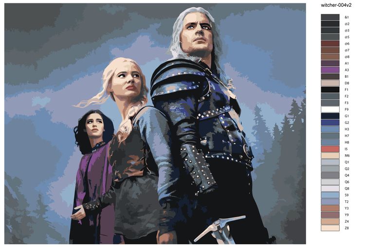 Картина по номерам «Ведьмак: Геральт, Цири и Йеннифэр 2» — картинка 2