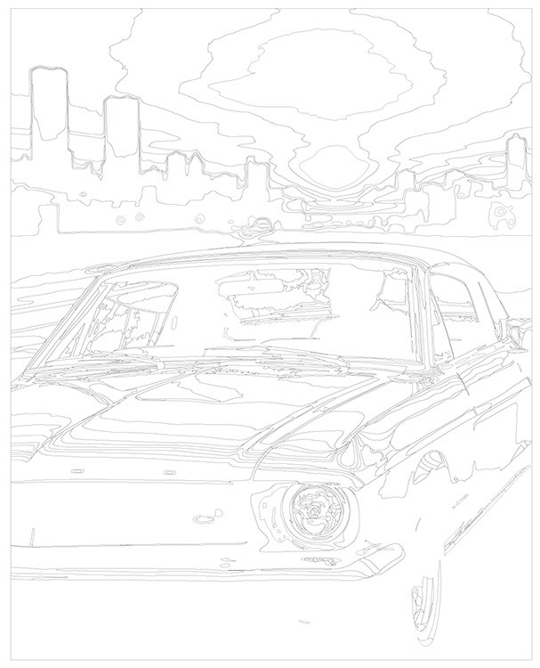 Картина по номерам «Машины: Додж на фоне закатного города» — картинка 3