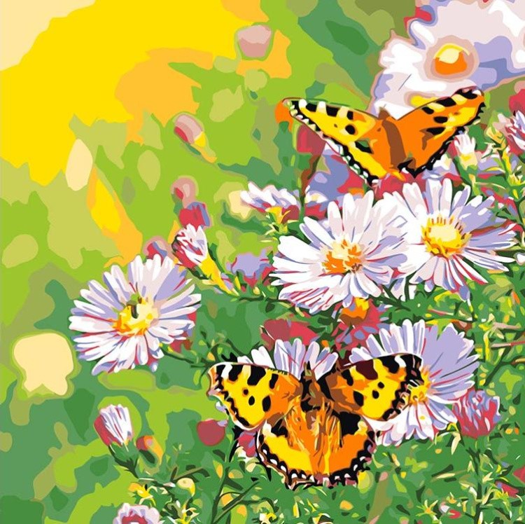 Картина по номерам «Бабочки на лугу»