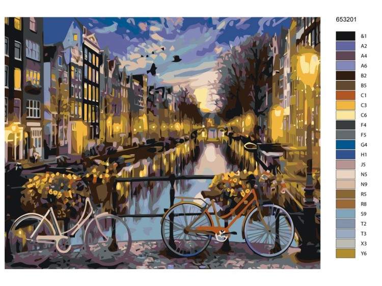 Картина по номерам «Велосипеды на мосту» — картинка 2