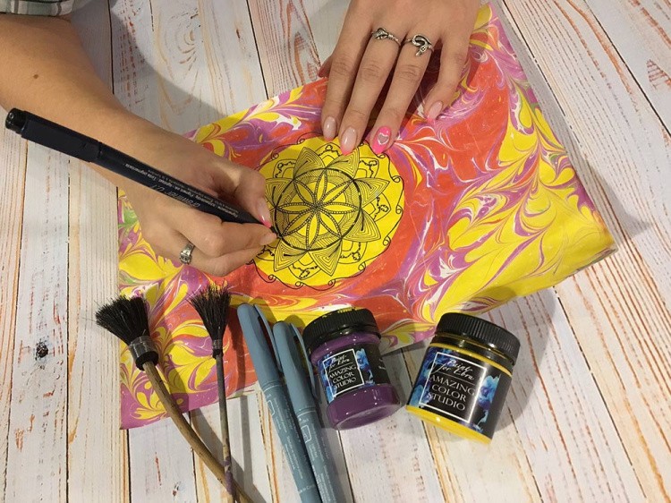 Краска для эбру оранжевая 30 мл, Amazing Color — картинка 3