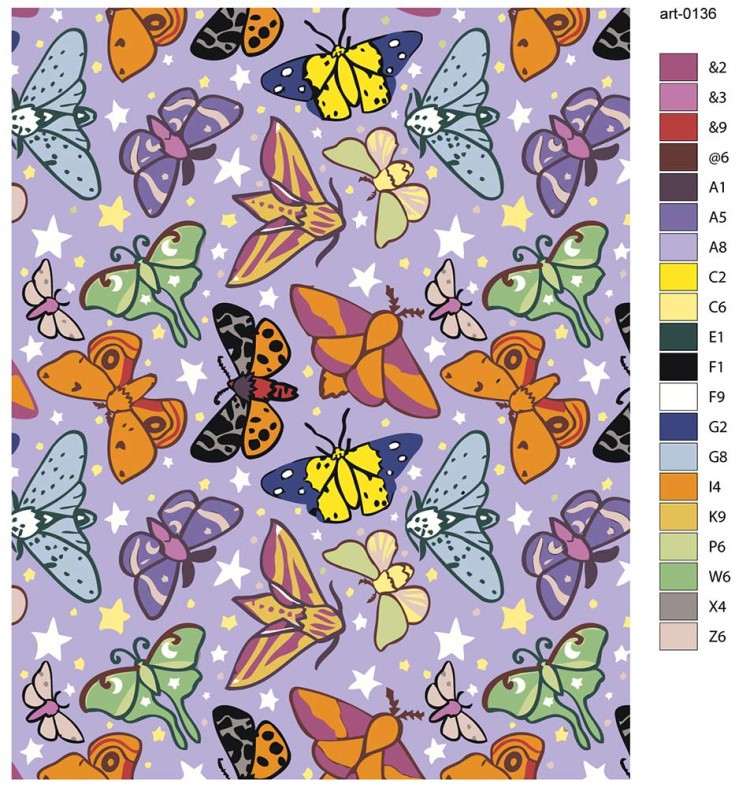 Картина по номерам «Мотыльки и бабочки, паттерн арт 40x50» — картинка 2