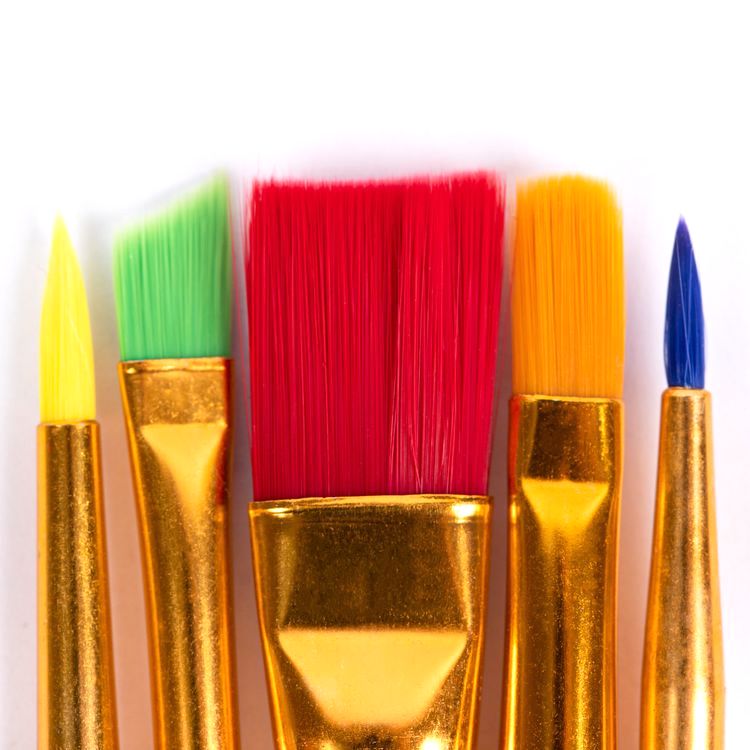 Набор цветных кисточек, 5 шт., короткая ручка, Лео — картинка 3