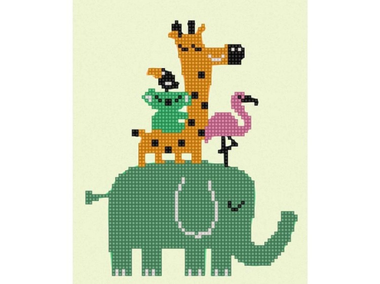 Рисунок на ткани «Дружный зоопарк»