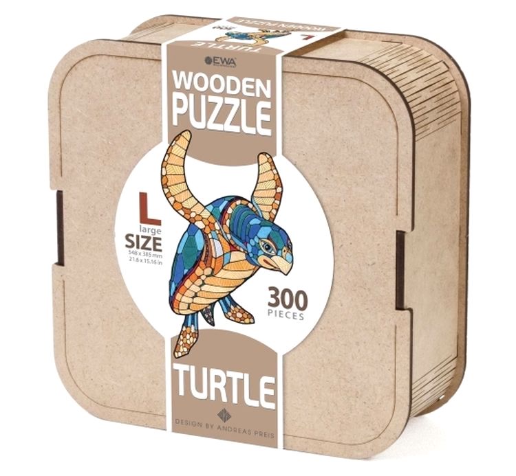 Деревянный, фигурный пазл EWA «Морская Черепаха L», 39x55 см — картинка 5