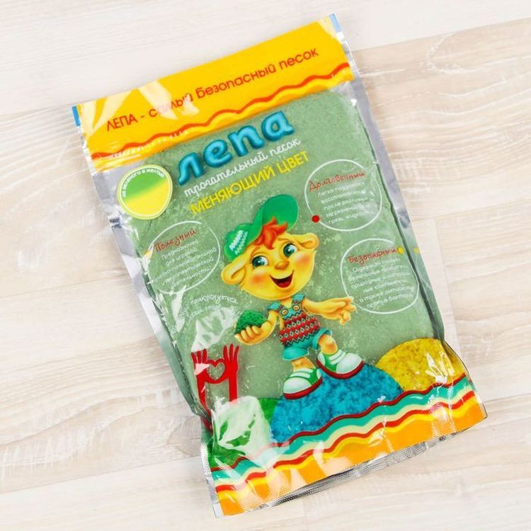 Термохромный песок Лепа 0.5 кг, переход из зеленого в желтый — картинка 4