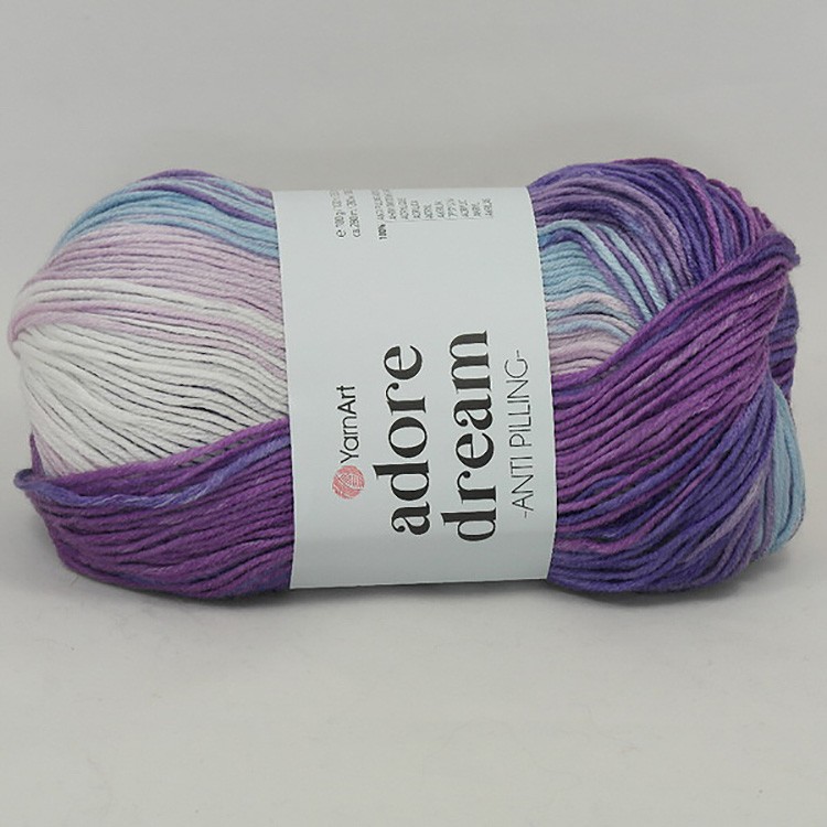 Пряжа YarnArt Adore Dream (1056), фиолетово-голубой, 5 шт. по 100 г — картинка 2