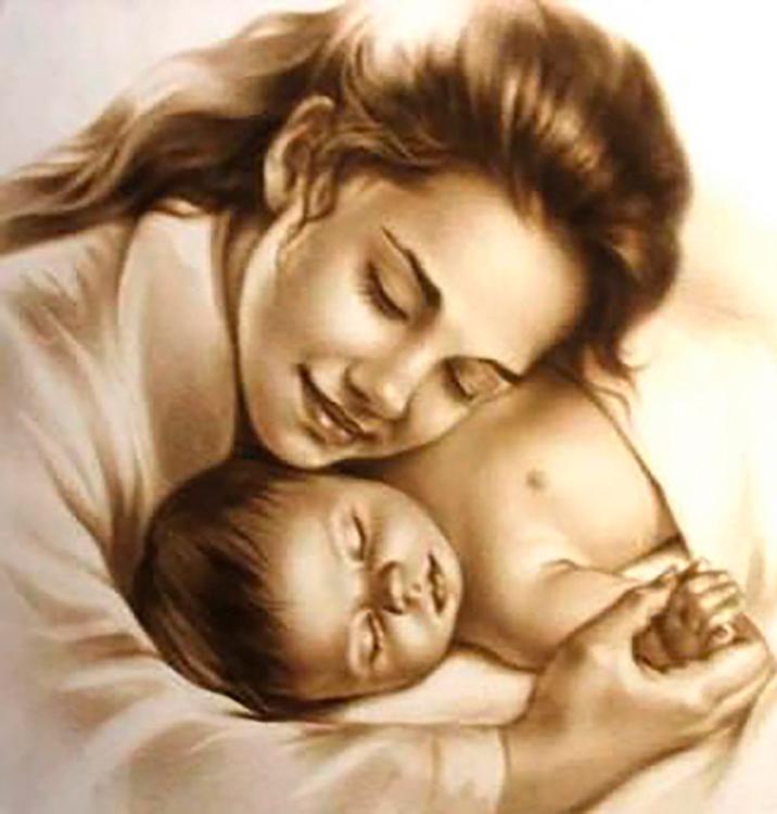 Алмазная вышивка «Мать и младенец»