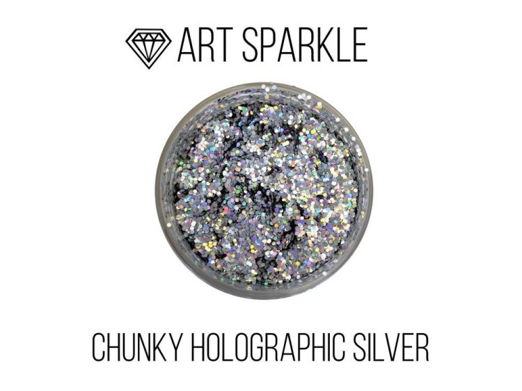 Глиттер крупный Chunky Holographic Silver, 50 г, Craftsmen.store