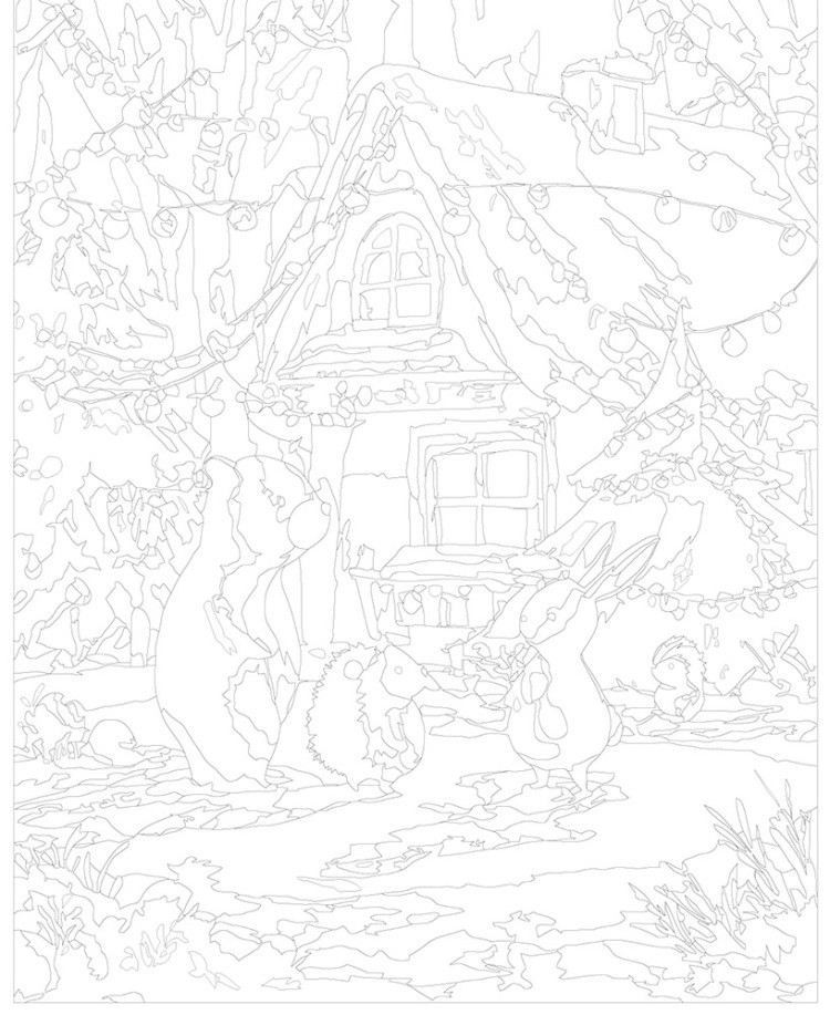 Картина по номерам Новый год у животных в лесу — картинка 3