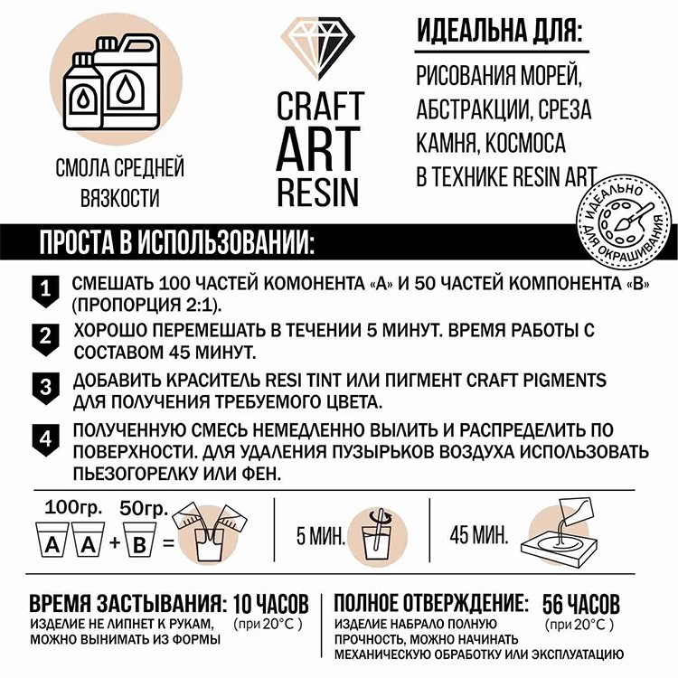 Эпоксидная смола для рисования 1,5 кг, CraftArtResin — картинка 2