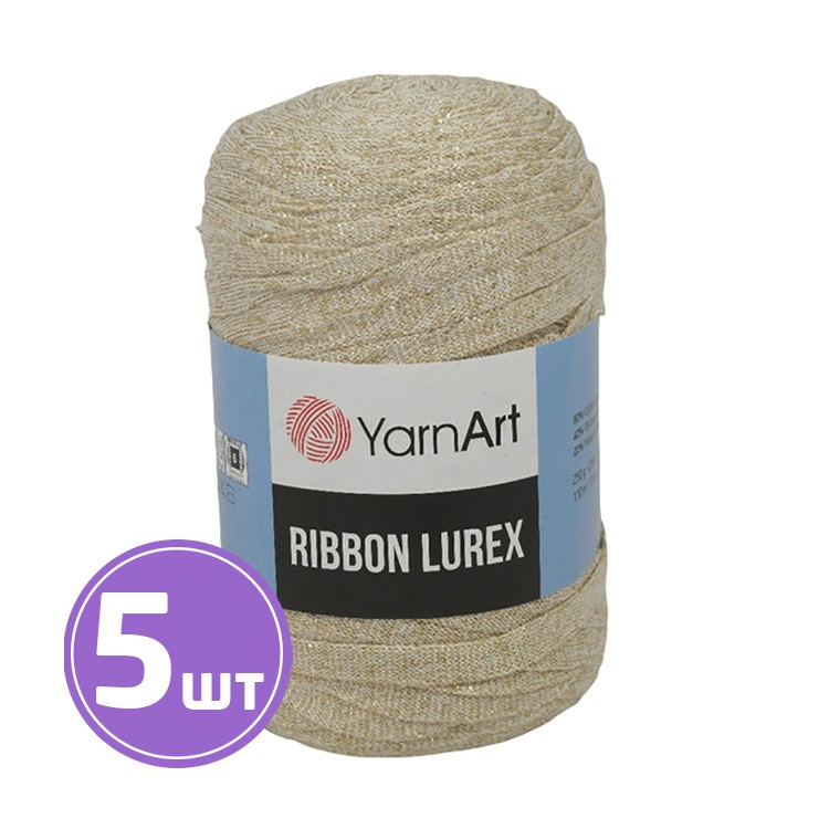 Пряжа YarnArt Ribbon Lurex (Риббон Люрекс) (724), белый-золотой, 5 шт. по 250 г