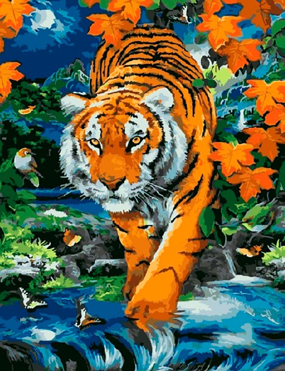 Картина по номерам по дереву RADUGA «Тигр у реки»