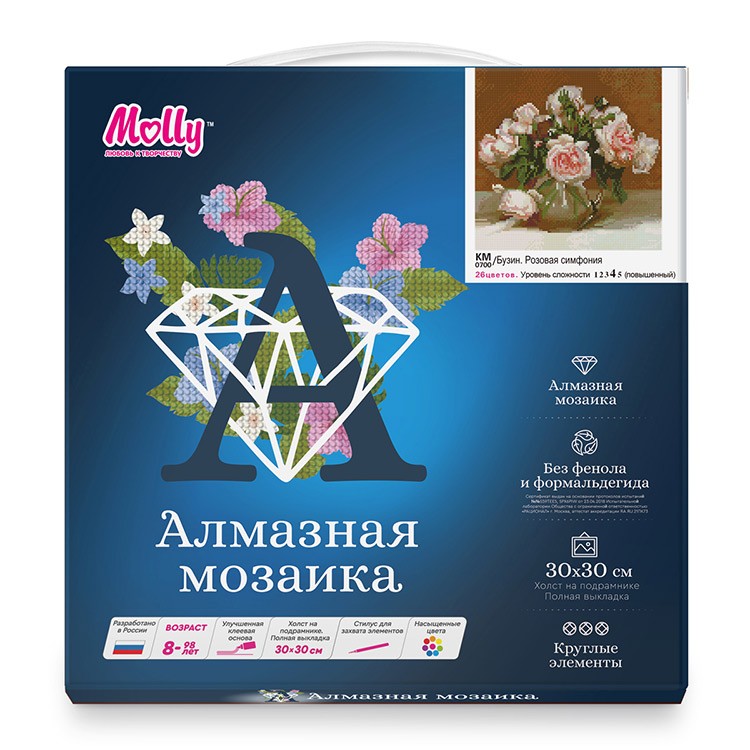 Алмазная вышивка «Бузин. Розовая симфония» — картинка 3