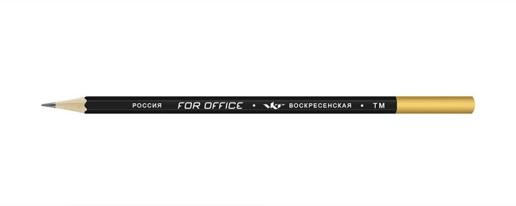 Карандаш графитный  ВКФ «For Office» черный матовый с дипом ТМ (HB),  золото