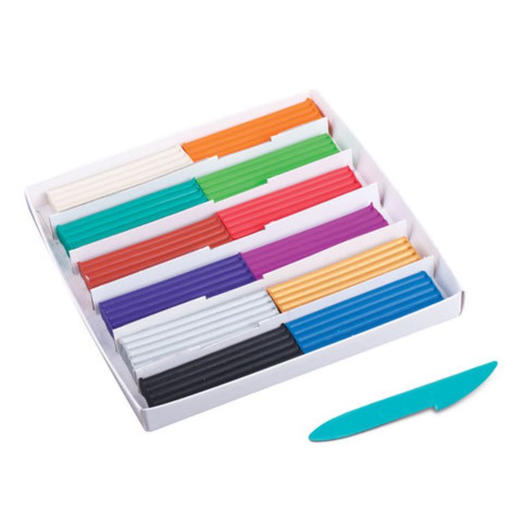 Пластилин классический Луч «Престиж», 12 цветов, 10 цветов + 1 золото + 1 серебро, 230 г, со стеком — картинка 2