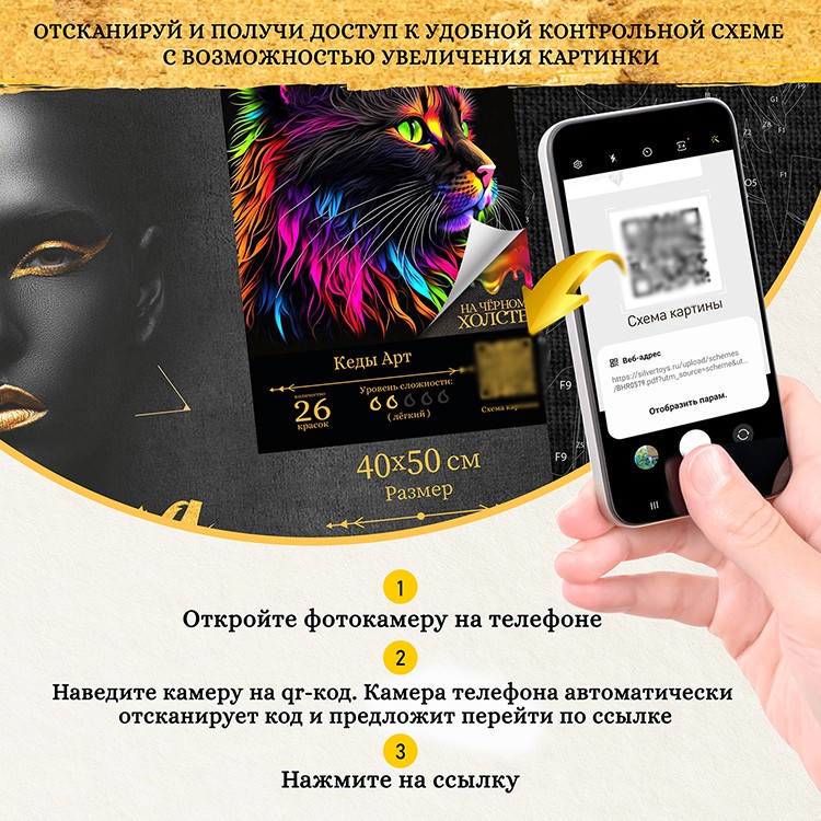 Картина по номерам черный холст «Ночные грёзы» — картинка 3