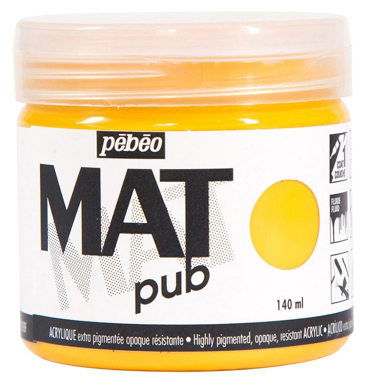 Краска акриловая PEBEO экстра матовая Mat Pub №1, желтый золотистый, 140 мл