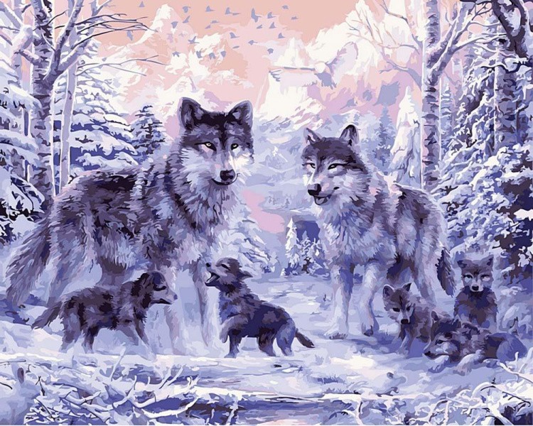 Картина по номерам «Волчье семейство»